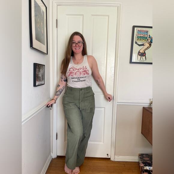 Vintage Pants - 50s Vintage Korean Era Cotton Sateen Pants